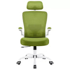 Chaise de bureau KERDOM avec appui-tête et support lombaire réglable, chaise de travail pivotante pour bureau à domicile avec dossier haut et accoudoirs, noir