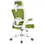 Chaise de bureau KERDOM avec appui-tête et support lombaire réglable, chaise de travail pivotante pour bureau à domicile avec dossier haut et accoudoirs, noir