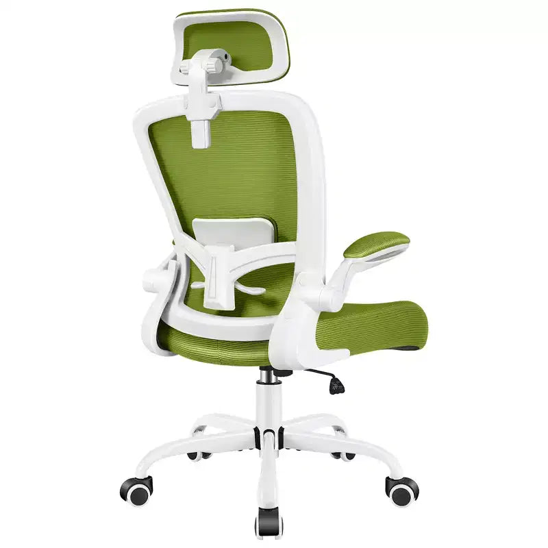 Chaise de bureau KERDOM avec appui-tête et support lombaire réglable, chaise de travail pivotante pour bureau à domicile avec dossier haut et accoudoirs, noir