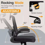 Chaise de bureau KERDOM avec appui-tête et support lombaire réglable, chaise de travail pivotante pour bureau à domicile avec dossier haut et accoudoirs, noir