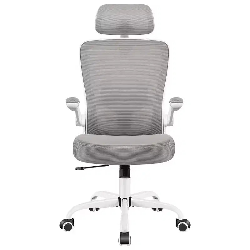 Chaise de bureau KERDOM avec appui-tête et support lombaire réglable, chaise de travail pivotante pour bureau à domicile avec dossier haut et accoudoirs, noir