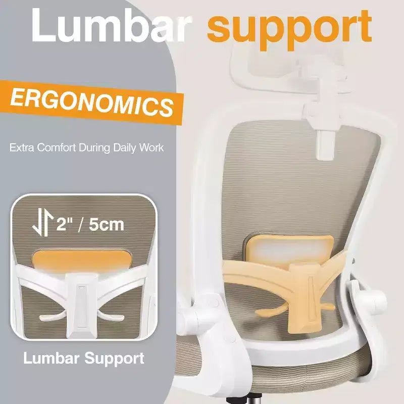 Chaise de bureau KERDOM avec appui-tête et support lombaire réglable, chaise de travail pivotante pour bureau à domicile avec dossier haut et accoudoirs, noir