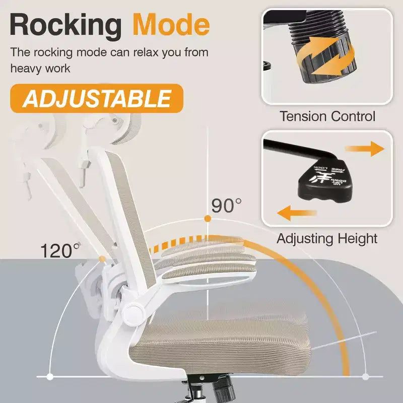 Chaise de bureau KERDOM avec appui-tête et support lombaire réglable, chaise de travail pivotante pour bureau à domicile avec dossier haut et accoudoirs, noir