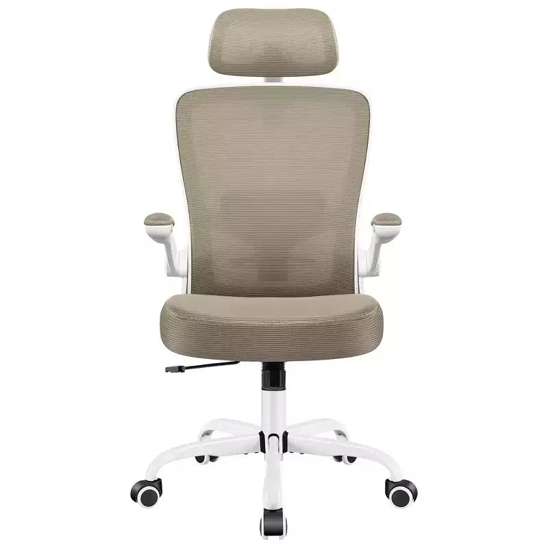 Chaise de bureau KERDOM avec appui-tête et support lombaire réglable, chaise de travail pivotante pour bureau à domicile avec dossier haut et accoudoirs, noir