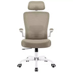 Chaise de bureau KERDOM avec appui-tête et support lombaire réglable, chaise de travail pivotante pour bureau à domicile avec dossier haut et accoudoirs, noir