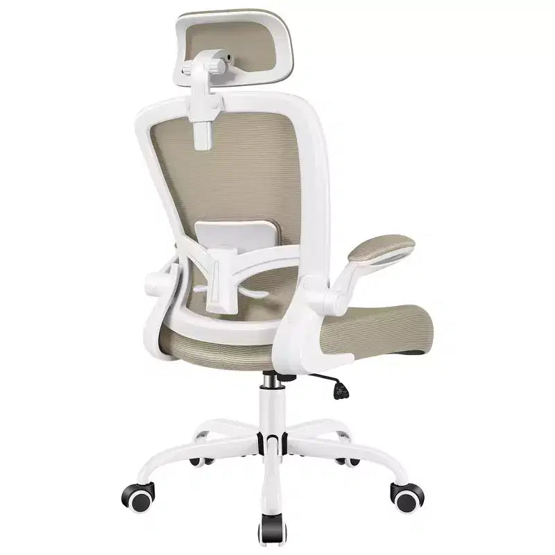 Chaise de bureau KERDOM avec appui-tête et support lombaire réglable, chaise de travail pivotante pour bureau à domicile avec dossier haut et accoudoirs, noir
