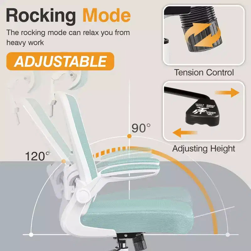 Chaise de bureau KERDOM avec appui-tête et support lombaire réglable, chaise de travail pivotante pour bureau à domicile avec dossier haut et accoudoirs, noir