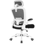 Chaise de bureau KERDOM avec appui-tête et support lombaire réglable, chaise de travail pivotante pour bureau à domicile avec dossier haut et accoudoirs, noir