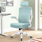 Chaise de bureau KERDOM avec appui-tête et support lombaire réglable, chaise de travail pivotante pour bureau à domicile avec dossier haut et accoudoirs, noir