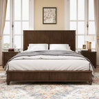 Ensemble de chambre à coucher 3 pièces, lit queen/king size et 2 tables de chevet cannelées avec tiroirs de rangement - ModernLuxe