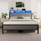 Cadre de lit Sailvan, lit plateforme en métal avec tête de lit, rangement sous le lit et tête de lit ergonomique pour le soutien, pas besoin de sommier tapissier