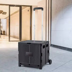 Chariot utilitaire pliable avec poignée télescopique, panier roulant portable d'une capacité de 36 kg pour les voyages, le shopping et le bureau, noir