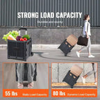 Chariot utilitaire pliable avec poignée télescopique, panier roulant portable d'une capacité de 36 kg pour les voyages, le shopping et le bureau, noir