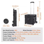 Chariot utilitaire pliable avec poignée télescopique, panier roulant portable d'une capacité de 36 kg pour les voyages, le shopping et le bureau, noir