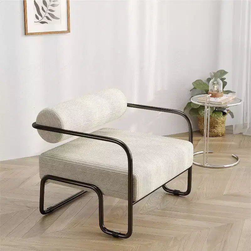 Fauteuil d'appoint en velours côtelé TUYOHW, fauteuil paresseux avec cadre en fer, dossier et accoudoirs intégrés, pieds antidérapants, chaise de loisirs pour balcon, salon