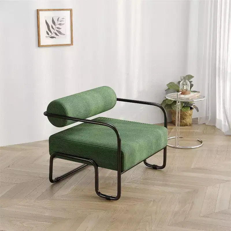 Fauteuil d'appoint en velours côtelé TUYOHW, fauteuil paresseux avec cadre en fer, dossier et accoudoirs intégrés, pieds antidérapants, chaise de loisirs pour balcon, salon