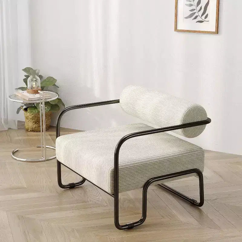 TUYOHW Corduroy Lounge Chair,Lazy Sofa Chair with Iron Frame,Integrated Backrest & Armrests,Anti-Slip Feet,Leisure Chair for Balcony,Living Room