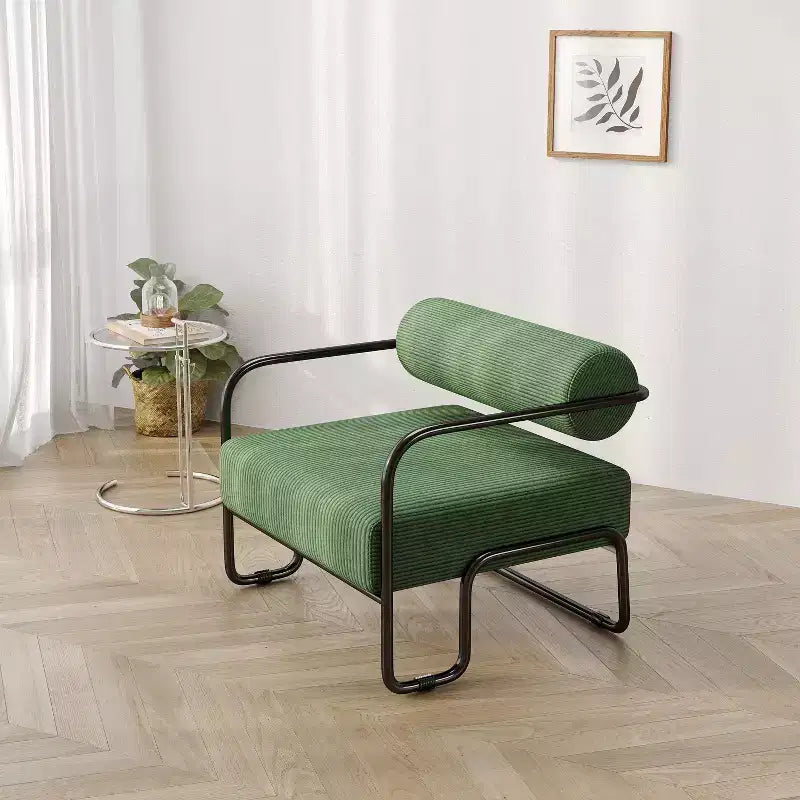 Fauteuil d'appoint en velours côtelé TUYOHW, fauteuil paresseux avec cadre en fer, dossier et accoudoirs intégrés, pieds antidérapants, chaise de loisirs pour balcon, salon