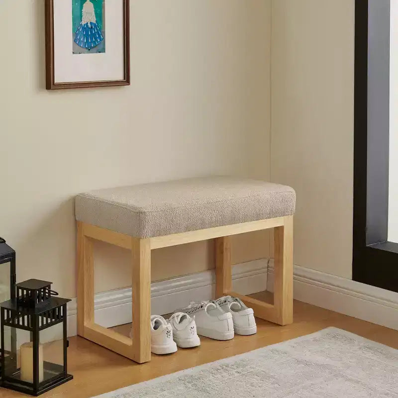 TUYOHW Pouf de rangement moderne, banc à chaussures d'entrée minimaliste en bois massif, tabouret d'appoint rembourré doux pour chambre à coucher, salon