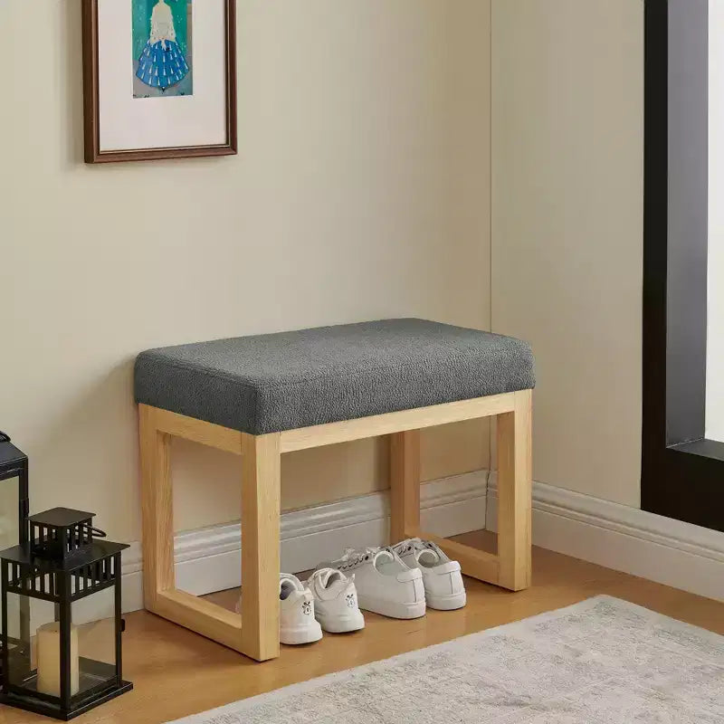 TUYOHW Pouf de rangement moderne, banc à chaussures d'entrée minimaliste en bois massif, tabouret d'appoint rembourré doux pour chambre à coucher, salon