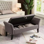 Banc de rangement en velours TUYOHW 51,5 avec accoudoirs incurvés, ottoman capitonné pour bout de lit avec pieds en bois massif pour chambre à coucher, salon, entrée