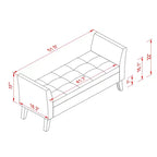 Banc de rangement en velours TUYOHW 51,5 avec accoudoirs incurvés, ottoman capitonné pour bout de lit avec pieds en bois massif pour chambre à coucher, salon, entrée
