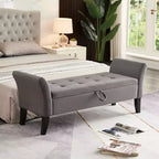 Banc de rangement en velours TUYOHW 51,5 avec accoudoirs incurvés, ottoman capitonné pour bout de lit avec pieds en bois massif pour chambre à coucher, salon, entrée