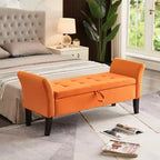 Banc de rangement en velours TUYOHW 51,5 avec accoudoirs incurvés, ottoman capitonné pour bout de lit avec pieds en bois massif pour chambre à coucher, salon, entrée