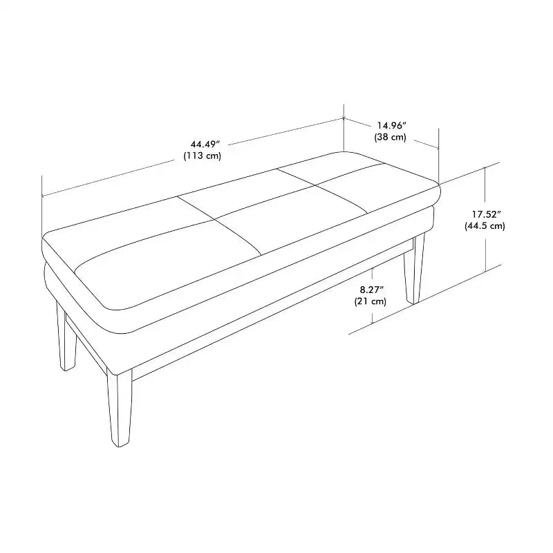 Banc ottoman mi-siècle Bragg de 114 cm de large en similicuir végétalien