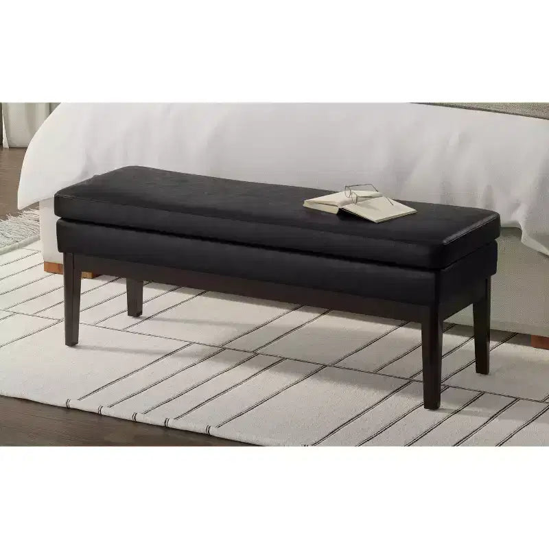 Banc ottoman mi-siècle Bragg de 114 cm de large en similicuir végétalien