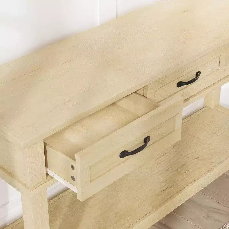 Table d'entrée de ferme, console à 3 niveaux avec 3 tiroirs de rangement, table de canapé en bois de 54 pouces pour entrée de salon, table de couloir