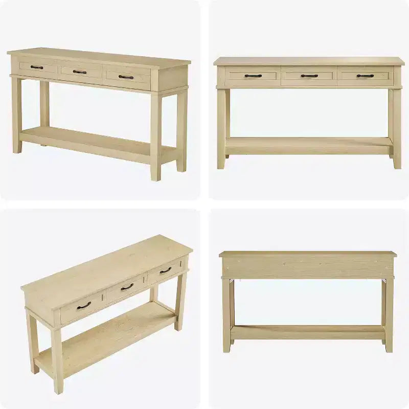 Table d'entrée de ferme, console à 3 niveaux avec 3 tiroirs de rangement, table de canapé en bois de 54 pouces pour entrée de salon, table de couloir