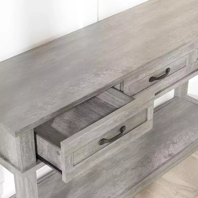 Table d'entrée de ferme, console à 3 niveaux avec 3 tiroirs de rangement, table de canapé en bois de 54 pouces pour entrée de salon, table de couloir