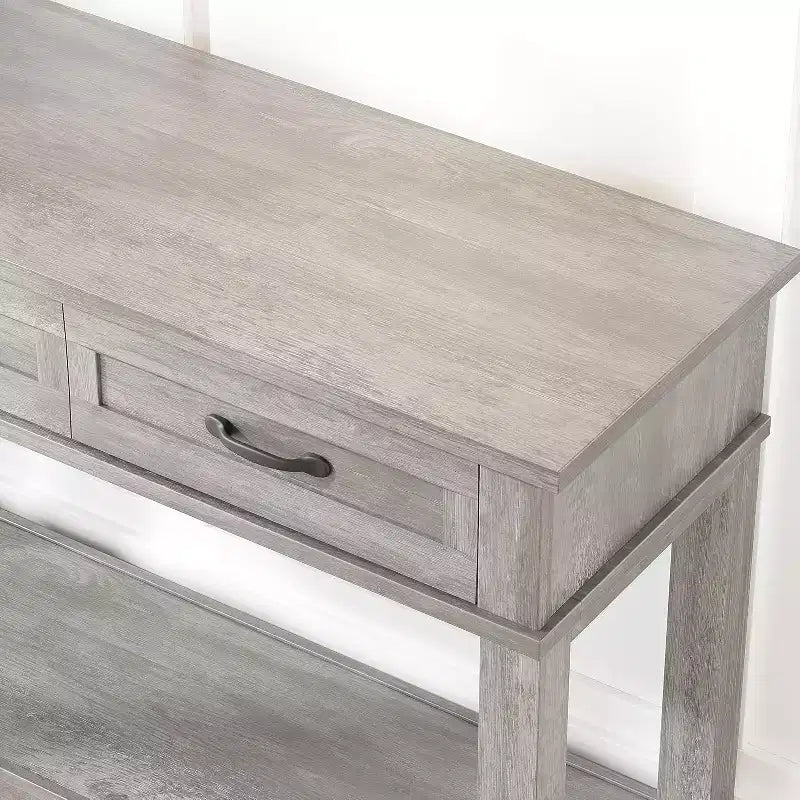 Table d'entrée de ferme, console à 3 niveaux avec 3 tiroirs de rangement, table de canapé en bois de 54 pouces pour entrée de salon, table de couloir