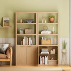 Bibliothèque à 5 niveaux avec portes, étagère de rangement haute, meuble vitrine en bois, bibliothèque sur pied pour salon et bureau.