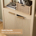 Bibliothèque à 5 niveaux avec portes, étagère de rangement haute, meuble vitrine en bois, bibliothèque sur pied pour salon et bureau.
