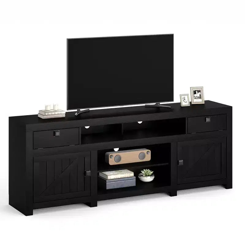 Farmhouse TV Stand for Tv Up to 80 Inches, Long Entertainment Center with 4 Storage Drawers & 3 Open Shelf, Television Consoles Stands for Living Room
