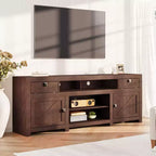 Meuble TV de ferme pour téléviseurs jusqu'à 80 pouces, long meuble de rangement avec 4 tiroirs de rangement et 3 étagères ouvertes, consoles de télévision pour salon