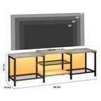 Meuble TV avec lumières LED pour téléviseurs jusqu'à 75 pouces, meuble TV de 170 cm avec prises électriques, table console pour salon