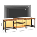 Meuble TV avec lumières LED pour téléviseurs jusqu'à 75 pouces, meuble TV de 170 cm avec prises électriques, table console pour salon