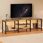 Meuble TV avec lumières LED pour téléviseurs jusqu'à 75 pouces, meuble TV de 170 cm avec prises électriques, table console pour salon