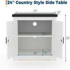 Grand buffet de ferme blanc et porte coulissante de style grange, table d'appoint rustique ou table de chevet pour le salon ou la chambre à coucher