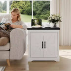 Grand buffet de ferme blanc et porte coulissante de style grange, table d'appoint rustique ou table de chevet pour le salon ou la chambre à coucher