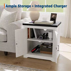 Grand buffet de ferme blanc et porte coulissante de style grange, table d'appoint rustique ou table de chevet pour le salon ou la chambre à coucher