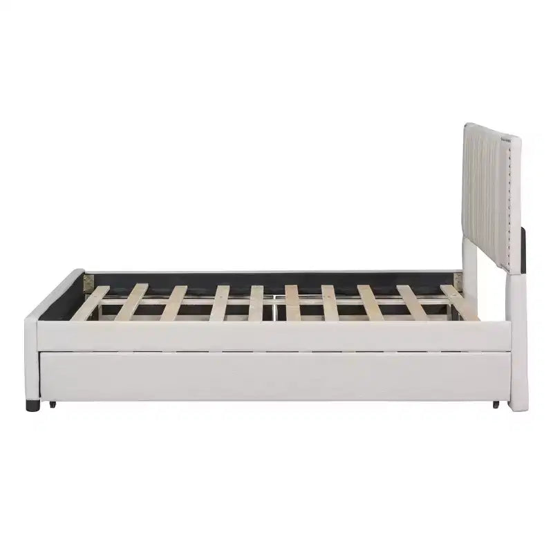 Lit plateforme moderne rembourré Luxystar avec 2 tiroirs et 1 lit gigogne