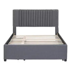 Lit plateforme moderne rembourré Luxystar avec 2 tiroirs et 1 lit gigogne