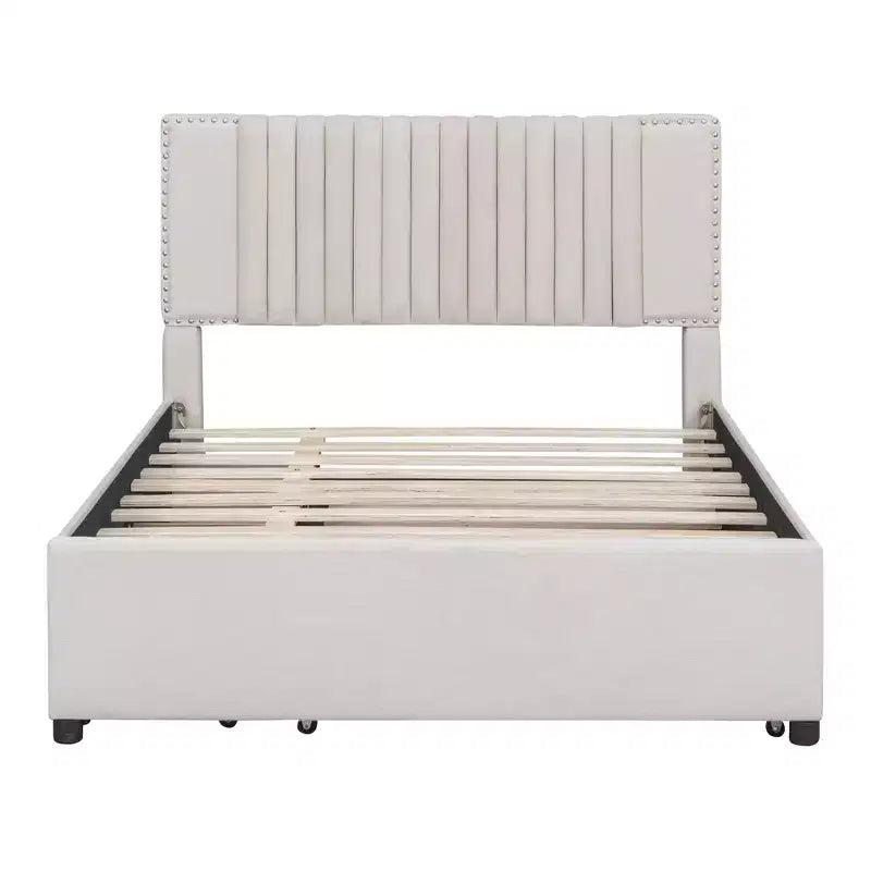Lit plateforme moderne rembourré Luxystar avec 2 tiroirs et 1 lit gigogne