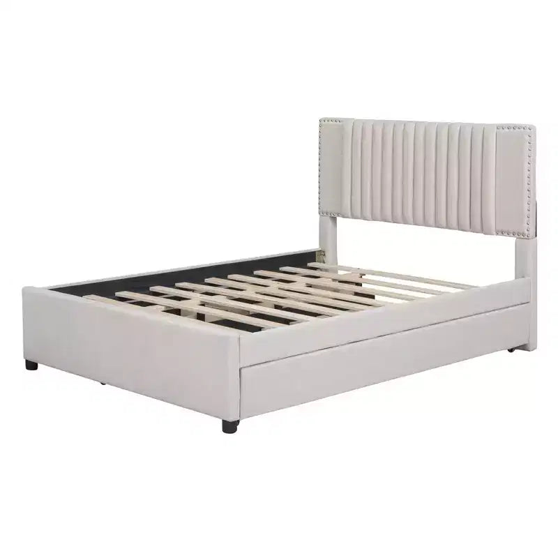 Lit plateforme moderne rembourré Luxystar avec 2 tiroirs et 1 lit gigogne
