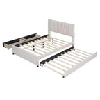 Lit plateforme moderne rembourré Luxystar avec 2 tiroirs et 1 lit gigogne