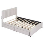 Lit plateforme moderne rembourré Luxystar avec 2 tiroirs et 1 lit gigogne